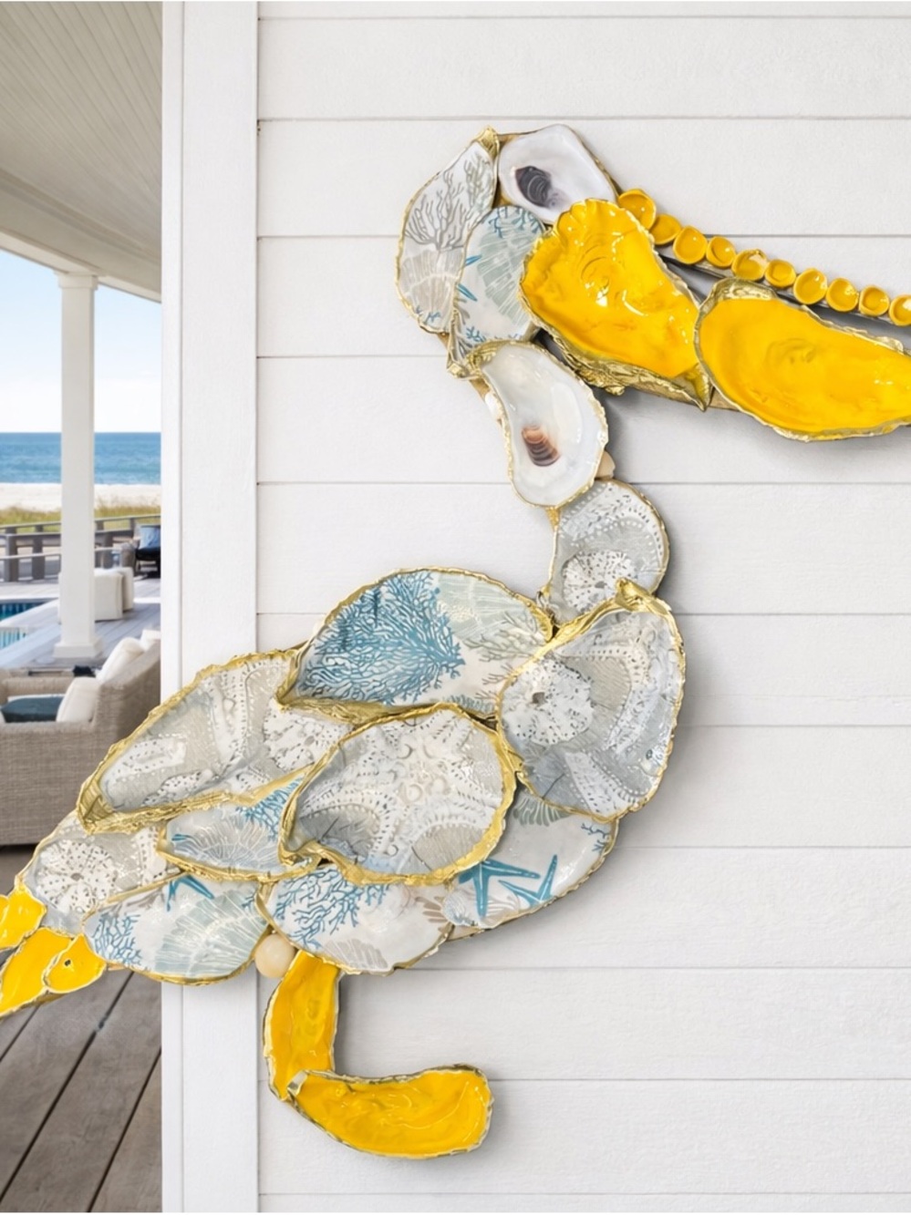 Unique Seashell and Resin Bird Decor